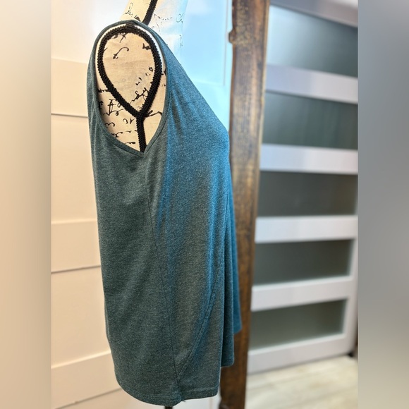 Poetsky Teal Sleeveless Top Size Large Cotton Spandex Blend Soft Tank Blouse - Picture 3 of 7